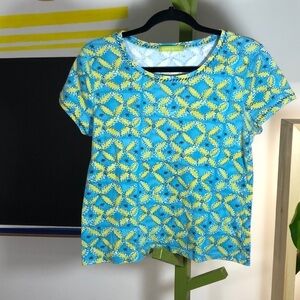 Sigrid Olsen sketchy flower t-shirt blue green